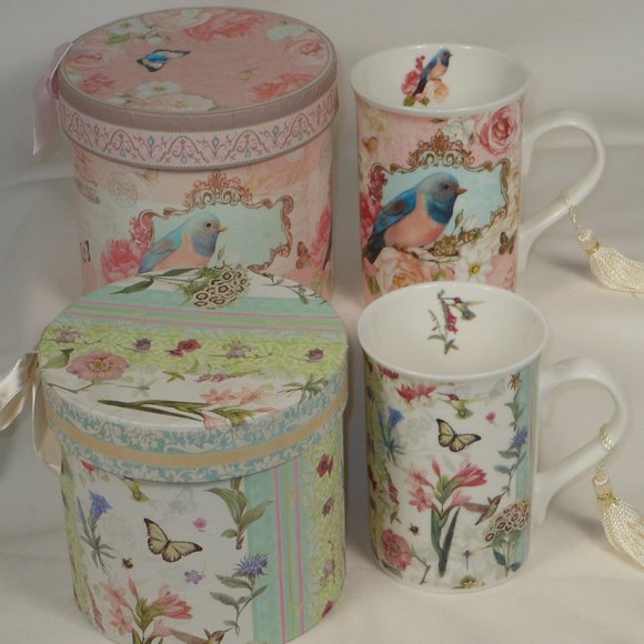 2 Colorful Coffee Mugs with box. Summer River. - Picture 1 of 9